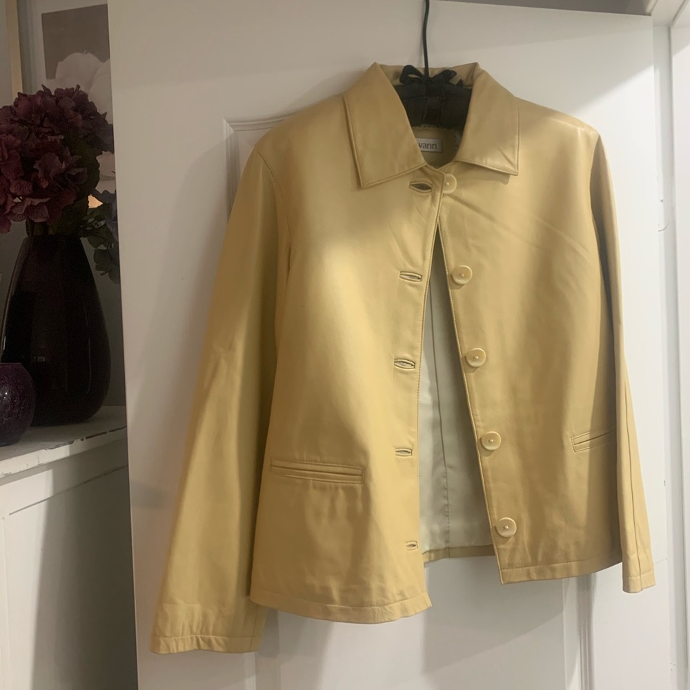 NWT SWANN Naturals Leather Jacket, wheat/mustard